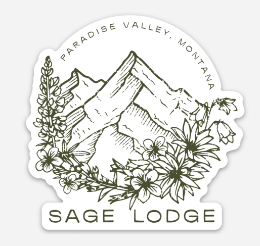 Sage Lodge Mountain Floral Sticker